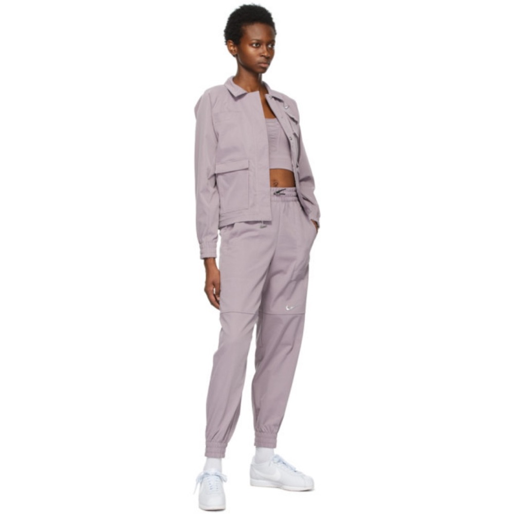 Nike Purple Woven Sportswear Swoosh Set Jacket Pants EUC